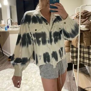 Versona Jacket Tie Dye Gray Blue Knit Button Down Long Sleeve